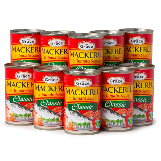 Grace Classic Mackerel in Tomato Sauce, 5.5 oz - 10 Pack - Canned Mackerel