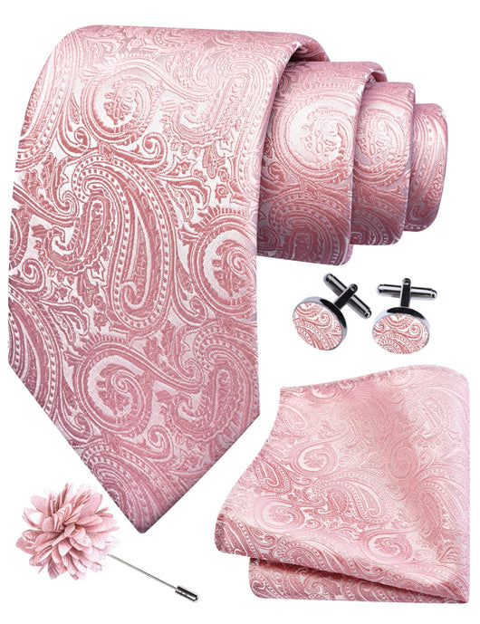 GUSLESON 3.15"（8cm） Mens Tie and Lapel Pin Paisley Necktie Hankerchief Cufflinks Set for Men