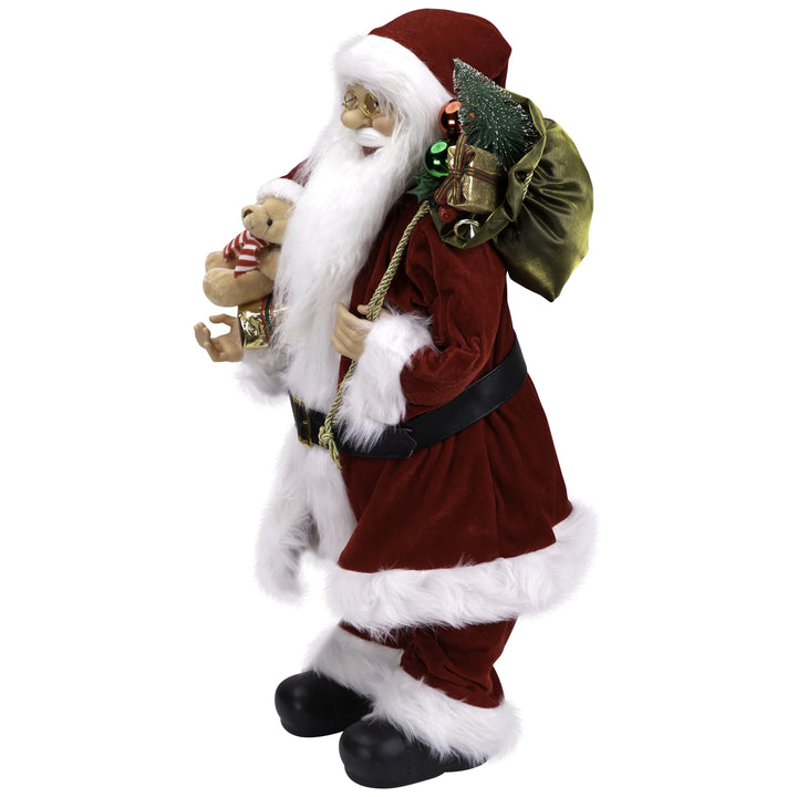 Standing Santa Claus with Teddy Bear Christmas Figure - 24"