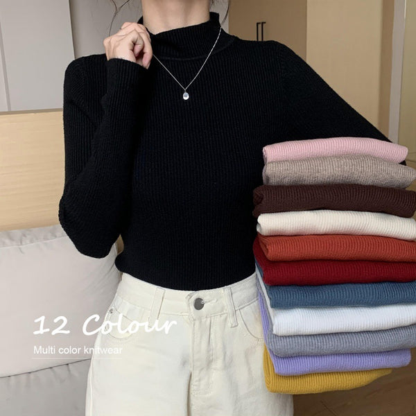 Women's Turtleneck Long-sleeved Shirt Pullover Wool Base Shirt