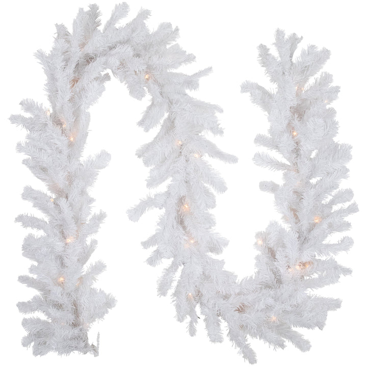 9' X 12" Prelit Snow White Artificial Christmas Garland - Clear Lights