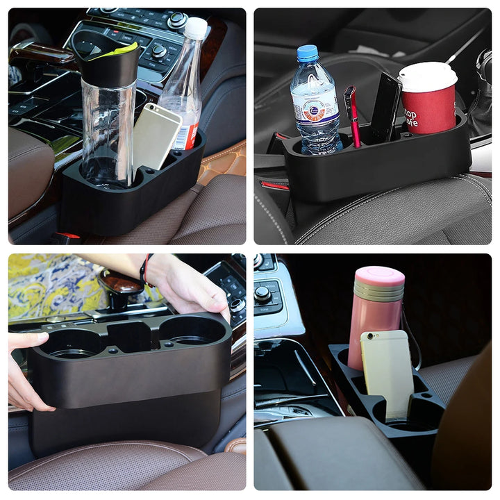 Car Seat Seam Wedge Cup Holder,  Drink Beverage Seat Seam Wedge Mount Stand Storage Organizer, Multifunction Car Accessories Cellphone Holder Glove Box, Black