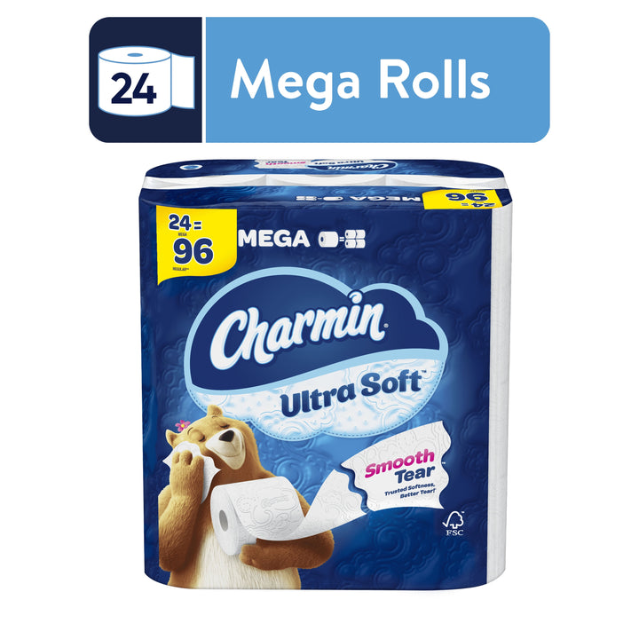 Ultra Soft Toilet Paper 24 Mega Rolls, 224 Sheets per Roll