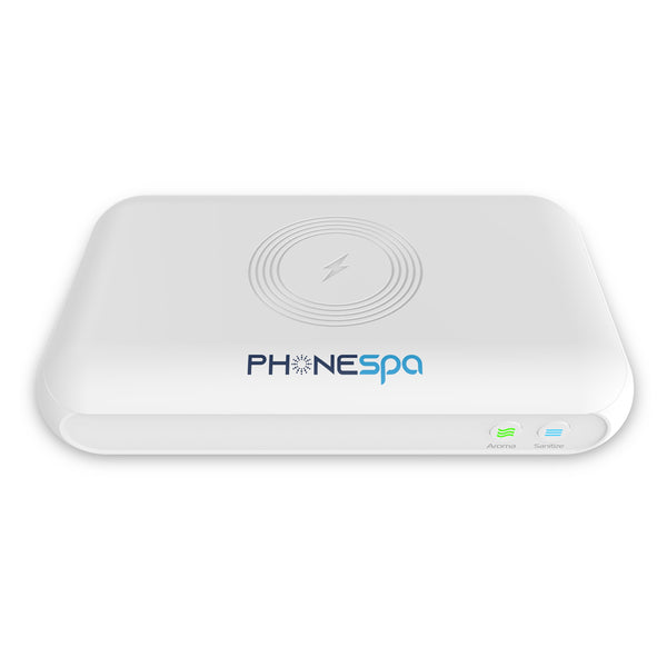 PhoneSpa UV-C Phone & Accessory Sanitizer with Wireless Charger and Aromatherapy