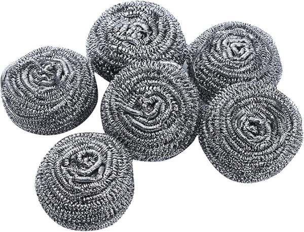 Stainless Steel Scourer Pads Steel Sponges Stainless Steel Scrubber Balls for Kitchen, Bathroom, Pots and Pans (6PCS)