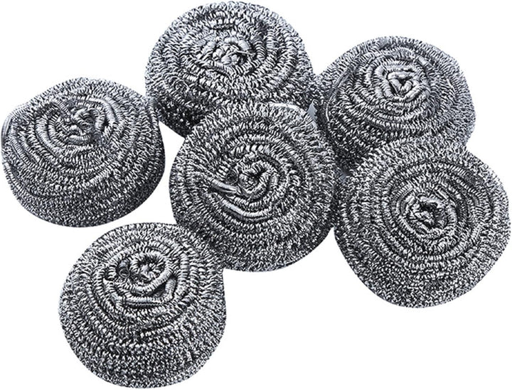 Stainless Steel Scourer Pads Steel Sponges Stainless Steel Scrubber Balls for Kitchen, Bathroom, Pots and Pans (6PCS)