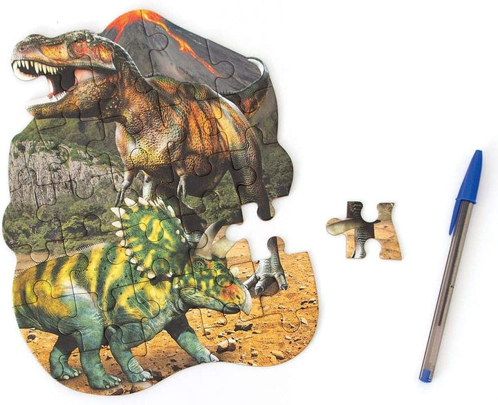 Dinosaur World 24-Piece Die-Cut Shaped Mini Puzzle for Kids