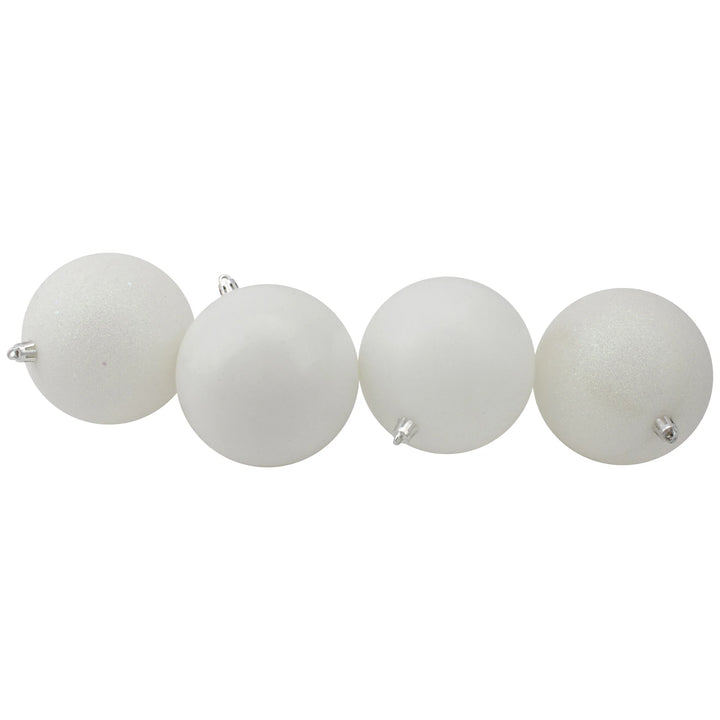 24Ct Shatterproof 4-Finish Christmas Ball Ornament Set 2.5" - White