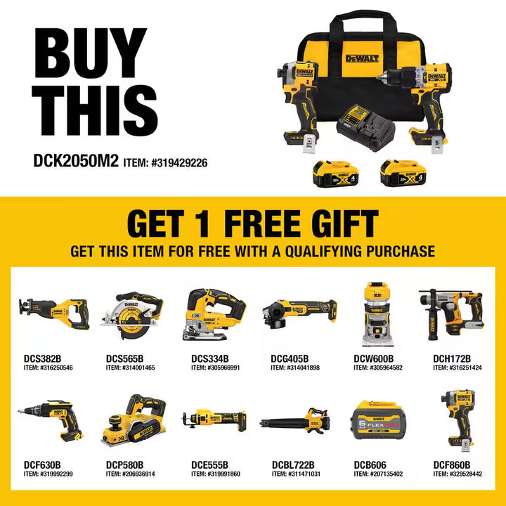 20V MAX XR Hammer Drill and ATOMIC Impact Driver 2 Tool Cordless Combo Kit with (2) 4.0Ah Batteries, Charger, and Bag