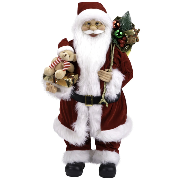 Standing Santa Claus with Teddy Bear Christmas Figure - 24"