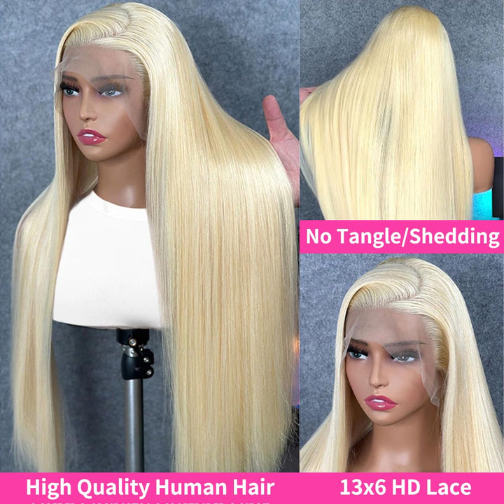 Blonde Lace Front Wigs Human Hair Pre Plucked 613 13X6 Lace Front Wig Human Hair Blonde Wig Human Hair 180 Density 613 HD Lace Frontal Wig (22Inch)