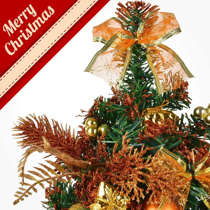 Mini Potted Christmas Tree PVC Material Trees Tabletop Pine Trees Christmas Potted Desktop Ornament Xmas Party Decorations (Gold)