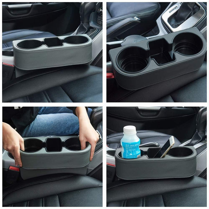 Gray Multifunctional Car Cup Holder Car Seat Organizer Gap Filler Bottle Phone Storage Organizer