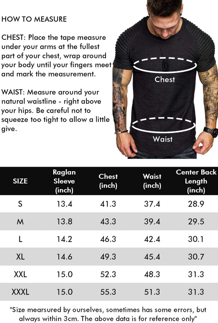 Men'S Muscle T-Shirt Pleated Raglan Sleeve Bodybuilding Gym Tee Short Sleeve Fashion Workout Shirts Hipster Shirt