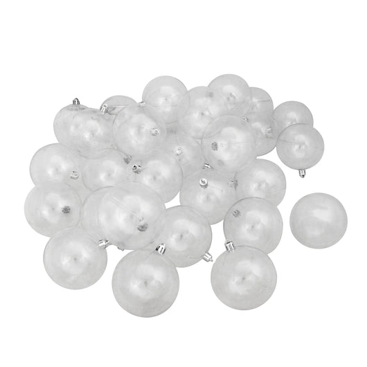 32Ct Shatterproof Shiny Christmas Ball Ornament Set 3.25" - Clear