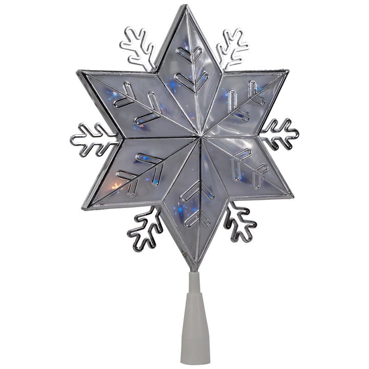 10" Silver Snowflake Lighted Christmas Tree Topper - Blue Lights