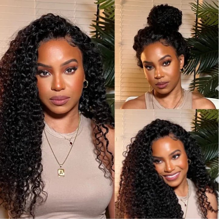 Kinky Edges Hairline Wigs Human Hair 7X5 HD Lace Closure Curly Baby Hair Wig Put on Go Bye Bye Knots Glueless Wig Pre Plucked with Realistic Hairline 150% Density 14Inch