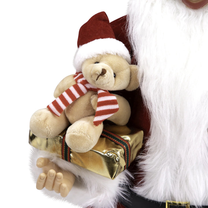 Standing Santa Claus with Teddy Bear Christmas Figure - 24"