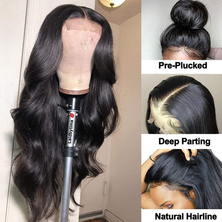 Lace Front Wigs Human Hair Body Wave Wigs 4×4 Lace Closure Wigs Human Hair Lace Wigs for Black Women Brazilian Virgin Hair Glueless Body Wave Wig(12" Wig)