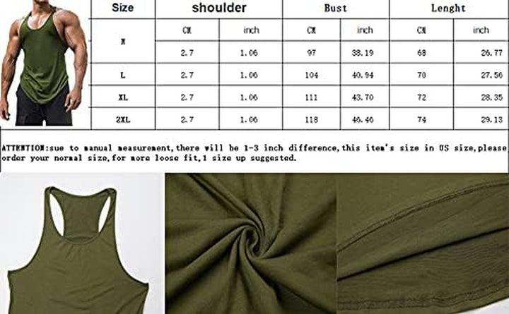 Men'S Cotton Workout Tank Tops Dry Fit Gym Bodybuilding Training Fitness Sleeveless Muscle T Shirts