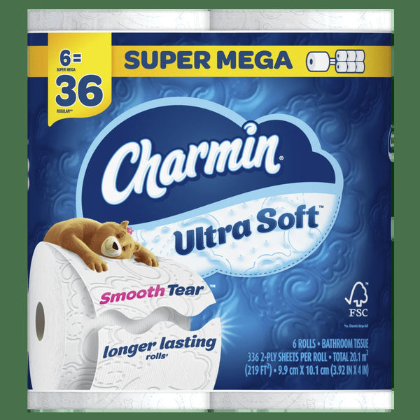 Ultra Soft Toilet Paper 6 Mega XL Rolls, 336 Sheets per Roll