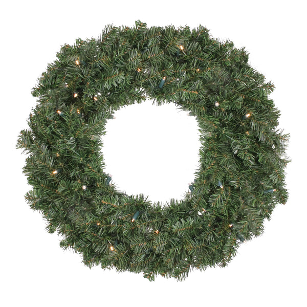 Pre-Lit Battery Operated Artificial Canadian Pine Christmas Wreath - 24" - Clear LED