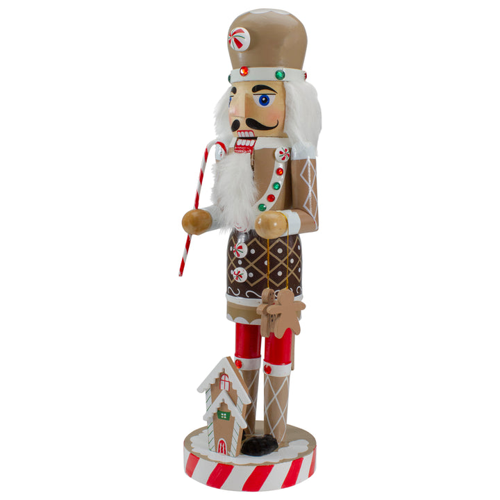 14" Beige and Red Wooden Christmas Nutcracker Gingerbread Chef