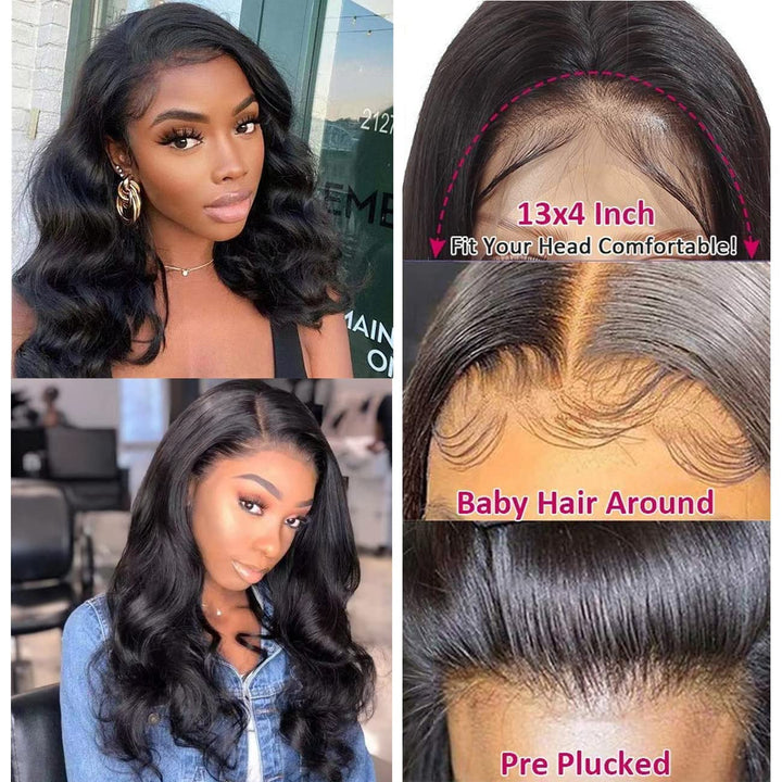 Lace Front Wigs Human Hair13×4 Body Wave Wigs for Black Women Human18Inch HD Lace Front Wigs Hair Pre Plucked with Baby Hair 150% Density 10A Grade Brazilian Wigs Body Wave Wigs