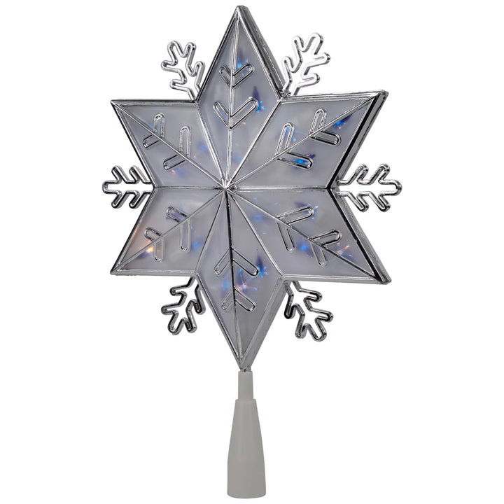 10" Silver Snowflake Lighted Christmas Tree Topper - Blue Lights