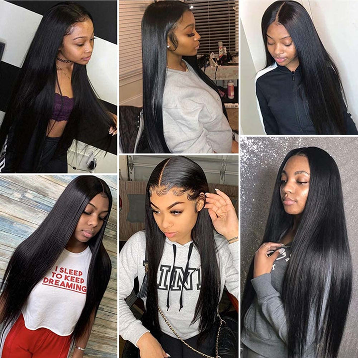 Hair 13X6 Lace Front Wigs Human Hair HD Lace Frontal Wigs Pre Plucked Baby Hair Brazilian Virgin Straight Human Hair 180 Density Natural Black 22 Inch