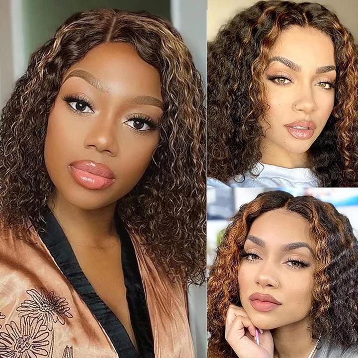 Hair Transparent Lace Front Wigs Human Hair Deep Wave Wigs 150% Density Deep Curly 13X4 Lace Frontal Human Hair Wigs for Black Women Pre Plucked with Baby Hair (8 Inches)