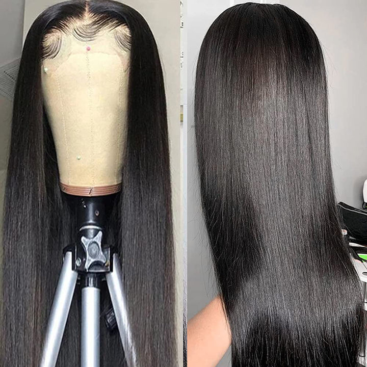 Hair 13X6 Lace Front Wigs Human Hair HD Lace Frontal Wigs Pre Plucked Baby Hair Brazilian Virgin Straight Human Hair 180 Density Natural Black 22 Inch