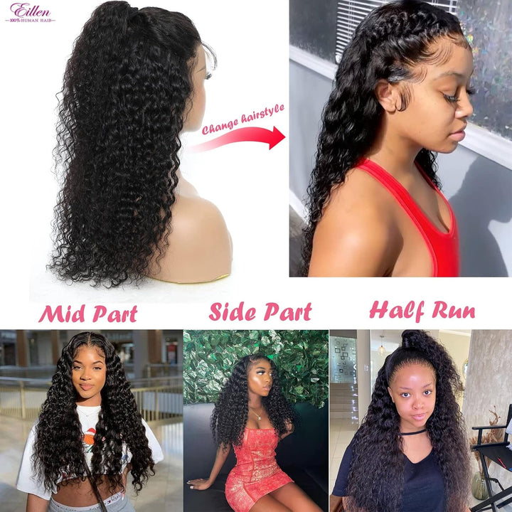 13X4 HD Lace Front Wigs Human Hair Deep Wave 18 Inch Glueless Wigs Human Hair Wet and Wavy 180 Density Lace Frontal Wigs Human Hair Closure Wig Human Hair for Women Natural Black