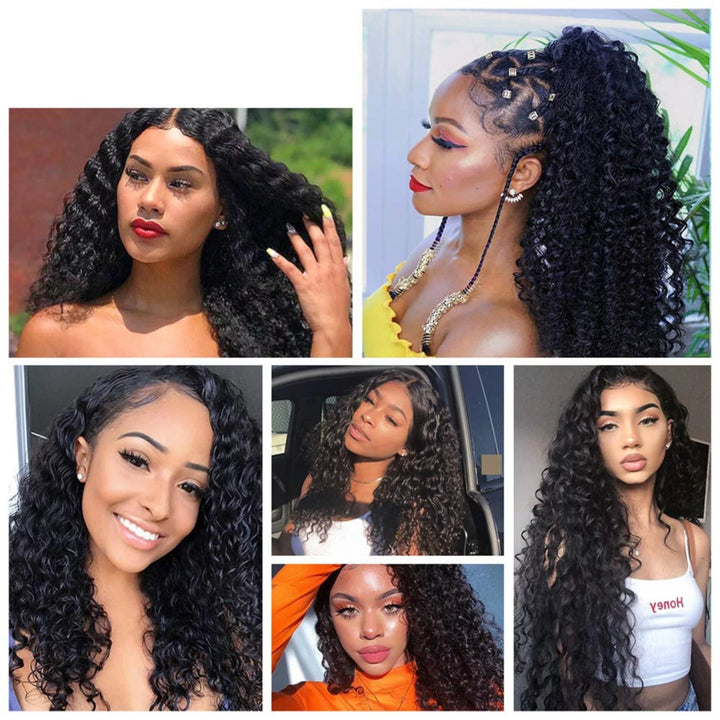 Human Hair Wigs 13×4 Water Wave HD Front Lace Wigs Brazilian Human Hair Wigs 180% Density for Black Women Natural Color 18 Inch