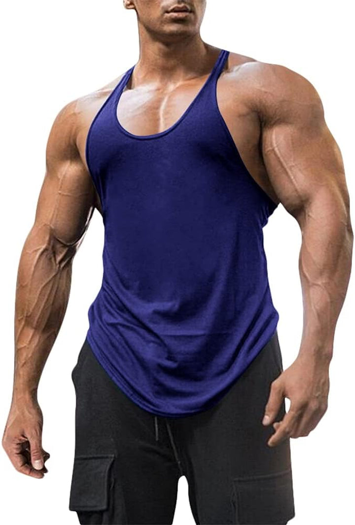 Men'S Cotton Workout Tank Tops Dry Fit Gym Bodybuilding Training Fitness Sleeveless Muscle T Shirts