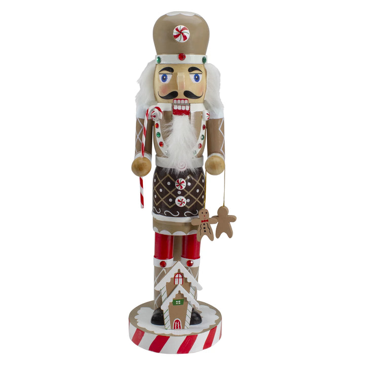 14" Beige and Red Wooden Christmas Nutcracker Gingerbread Chef