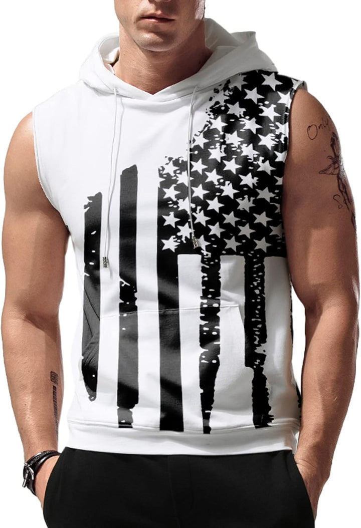 Men'S Workout Hooded Tank Tops Sleeveless Gym Hoodies Bodybuilding Muscle Cut off T-Shirts