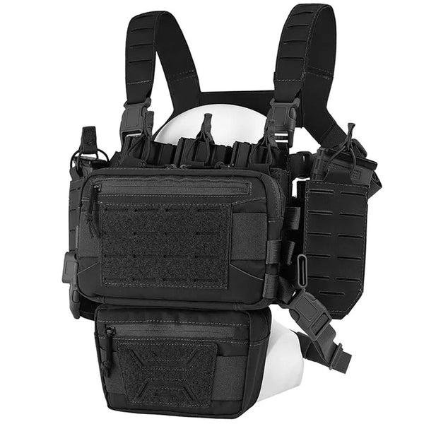 Chest Rig-Tactical Chest Rig Molle Modular Micro Fight Chest Rigs Adjustable&Detachable with 5.56/7.62 Magazine Pouch