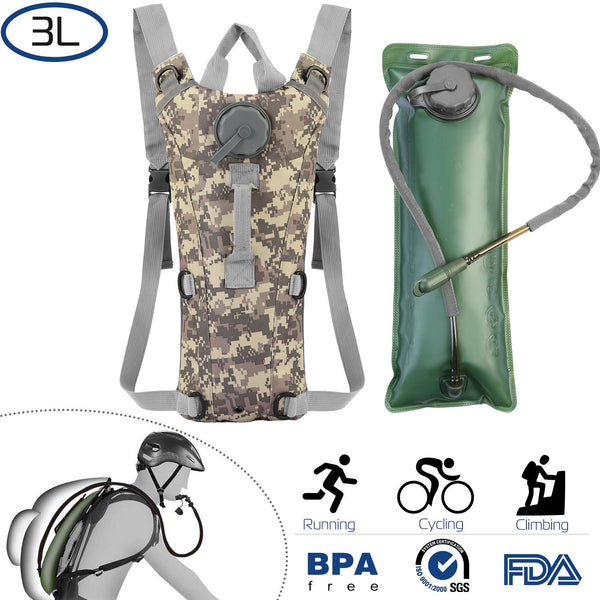 Tactical Hydration Pack 3L Water Bladder Adjustable Water Drink Backpack