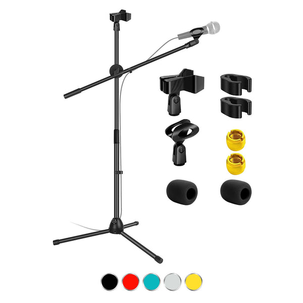 5 Core Tripod Mic Stand Floor Adjustable 31 to 76 Inches Boom Arm Holder Microphone Stands 360 Degree Rotating + Dual Mic - MS DBL