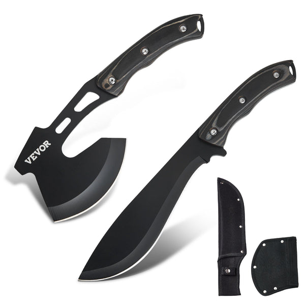 Hunting Knife and Hatchet Axe Combo Set Sheath Fixed Blade Knife Camping