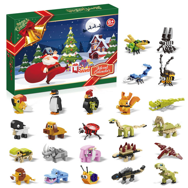 Advent Calendar 2024 Kids Toys, 24 Days Animal Building Blocks Christmas Countdown Calendar, Advent Calendars Surprise Christmas Gifts for Kids Dinosaur Toys for Boys Girls Age 4 5 6 7 8-12 Years Old