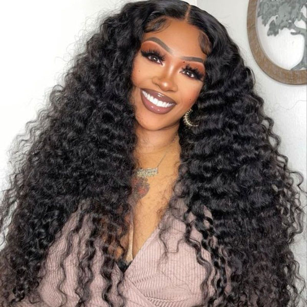 30 Inch Brazilian Raw Virgin Hair 13x6 13X4 Natural Deep Wave Glueless Frontal Human Hair Transparent HD Lace Front Wigs