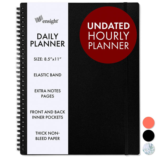 Undated Daily Planner 8.5x11 inch with 200 daily pages To Do Planner for Daily Tasks Appointments Black