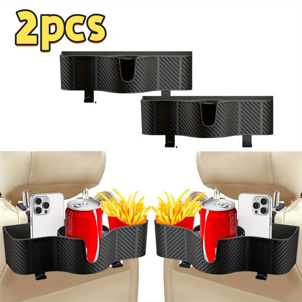 2PCS Backseat Car Headrest Organizer with 3.7" Cup Holder, 3 in 1 Car Seat Back Organizer, Multifunctional Storage Box Organizer With Hooks, Backseat Storage for Car Travel Accessories