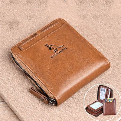 Men's Coin Purse Wallet RFID Blocking Man Leather Wallet Zipper Business Card Holder ID Money Bag Wallet Male