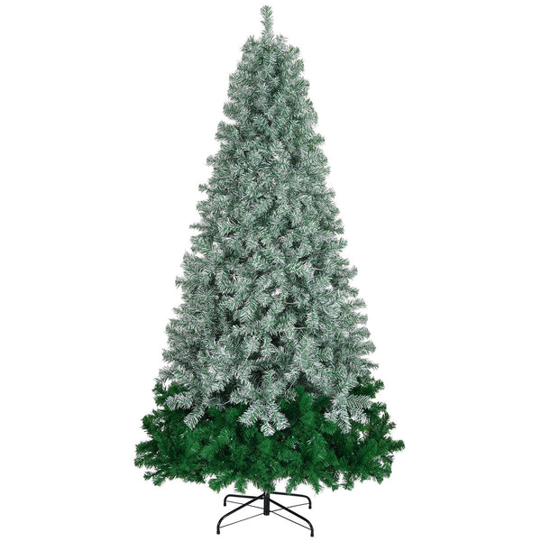 7.5 FT Gradient Design Pre-lit Artificial Christmas Tree, Hinged Xmas Pine Tree with 1200 Branch Tips, 300 Lights and Remote Control for Holiday Party Office Home, Green