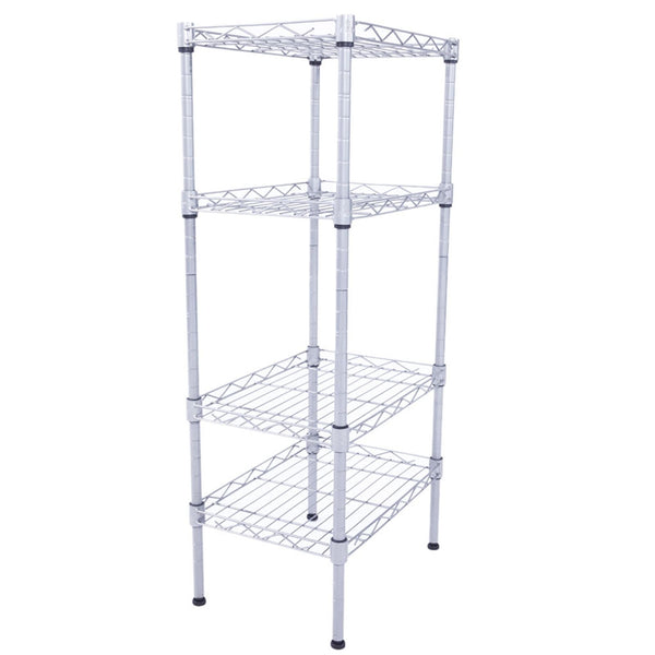 Rectangle Carbon Steel Metal Assembly 4-Shelf Storage Rack Silver Gray RT