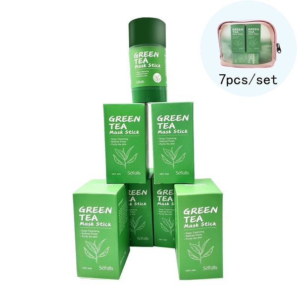 7 Pcs Green Tea Mask Stick for Face,10 Minutes Blackhead Remover with Green Tea Extract, Moisturizing Face mask, Green Mask Stick for Face Moisturizing