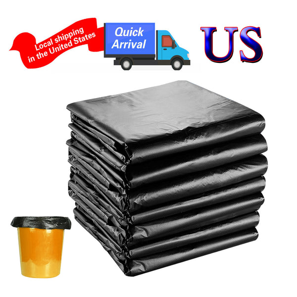 US 100pcs Black Disposable Clean Garbage Bags Not Leak Bulk Plastic Home Kitchen Office Saving Recycled Trash Bag Outdoor Travel Dinner Hotel Restaurant Room Commercial Use Car Backup Bathroom Toilet